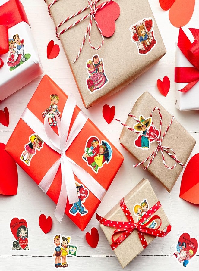 Whaline 1000Pcs Vintage Valentine's Day Stickers Roll Retro Heart Boy Girl Self-Adhesive Sticker Decals for Wedding Anniversary Scrapbook Journal Card, 12 Design - Image 4